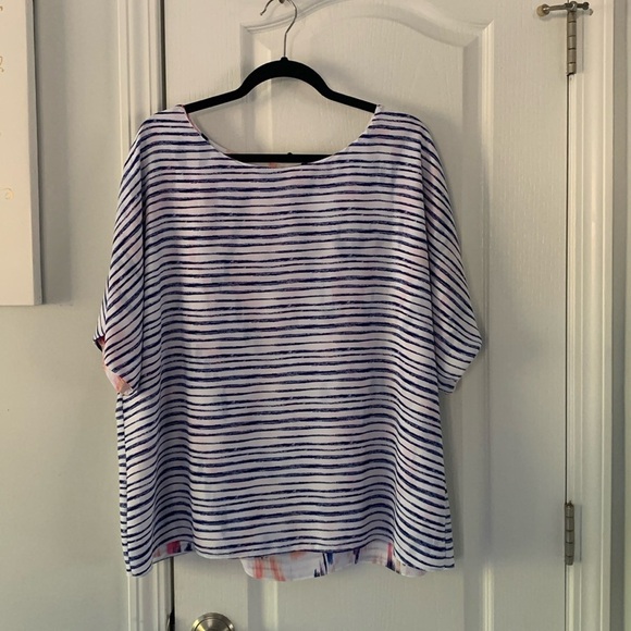 Chico's Reversible Striped Elephants Tee / Blouse -‎ Chico's  3 X-LARGE, 16 - Picture 2 of 11